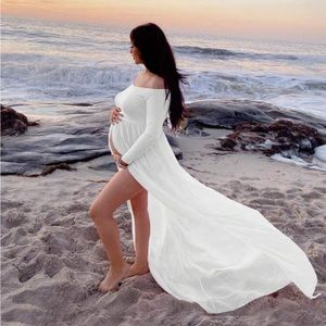 Maternity Solid Split Hem Maxi Dress
